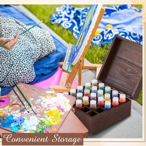 CNGLEE Elegant Rectangle Wood Paint <strong>Storage</strong> Box Locking Clasps Removable Tray Painted Design-Multi-Function Artist Tool - Product Image 6