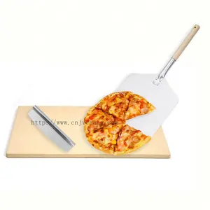 Pierre à pizza de bonne qualité 12 ''x 15'' pierre de four à pizza en cordiérite avec coupe-bascule en acier inoxydable ensemble d'accessoires de peau de pizza