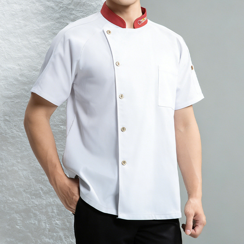 Chemise blanche à manches courtes - Dos en maille respirante aux épaules.