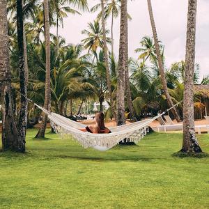 Woqi – hamac de <span class=keywords><strong>camping</strong></span> épais en coton simple à larges franges, hamac de voyage, livraison rapide - Product Image 2