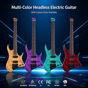 Guitare électrique sans tête personnalisée en usine, 6 cordes, corps en acajou, manche en érable, micros H-H, instrument de performance de voyage - Product Image 1