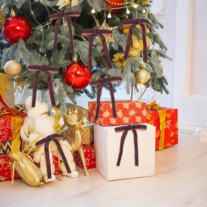 Ornamen Pita Beludru Poliester Coklat 24 PCS Dekorasi Pohon Natal Kecil Lebar 5/8'' 5x7 - Product Image 4
