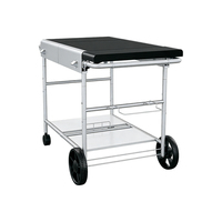 Chariot de barbecue d'extérieur Pinnovo en acier inoxydable avec four à pizza et plancha, chariot de service pour terrasse, patio et camping