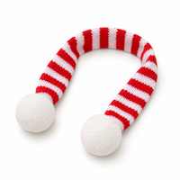 Écharpe de Noël pour chat en polyester tricoté avec pompon, rayée et côtelée, cache-cou pour animaux de compagnie, accessoires de Noël et d'hiver pour chats et chiens