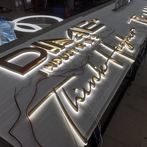 Letreros Comerciales <span class=keywords><strong>de</strong></span> Lujo, Letrero con Logotipo Retroiluminado en 3D con <span class=keywords><strong>Letras</strong></span> <span class=keywords><strong>de</strong></span> Canal <span class=keywords><strong>Doradas</strong></span> Personalizadas, Letreros Exteriores para Edificios - Product Image 4