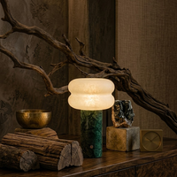 Lampe de table LED rechargeable sans fil en marbre avec abat-jour en verre, contrôle tactile à gradation progressive 3000K, pour décoration de dîner d'hôtel moderne