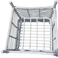 Ensemble de salle à manger de jardin 5 pièces en rotin PE blanc, 4 fauteuils et table en verre avec coussins bleus, mobilier de jardin extérieur