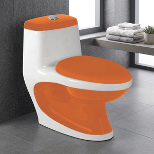 Venta caliente baño barato color de una pieza baño Niña inodoro de una pieza armario de agua inodoro WC blanco naranja Color inodoros - Product Image 1