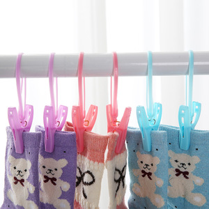 Plastic Clothes <b>Clips</b> Thickened Durable Windproof Non Slip <b>Hooks</b> For Balcony Drying Rack Single Bar Design - Product Image 1