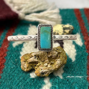 HANDMADE STERLING <b>SILVER</b> KINGMAN TURQUOISE <b>BRACELET</b> for MEN and WOMEN - Product Image 1