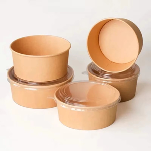 250ml 750ml phân hủy sinh học Kraft thực phẩm nóng Bát giấy Takeaway bao bì thực phẩm container dùng một lần giấy súp cup với nắp - Product Image 5