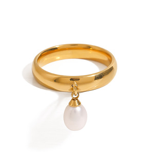 แหวนมุกยูเอลี่ ชุบทอง 18k มุกน้ำจืดทรงหยดน้ำ สำหรับใส่ทุกวัน - Product Image 5