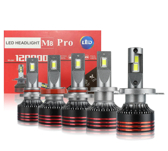 Car LED Headlight Bulbs H1 H4 Universal High Power Copper Tube M8 Pro 12000lm 2 Pack H7 H8 H9 H11 9005 9006 9012 for All Cars