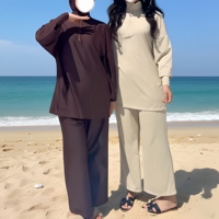 Ensemble de maillot de bain Burkini Willson pour l'été, ensemble 3 pièces, vêtements de plage, tenue modeste musulmane, haut à manches doubles pour toutes les saisons