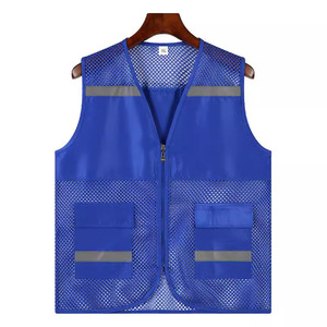 Chaleco de seguridad reflectante de malla azul marino XL para trabajo con bolsillos y franjas reflectantes para trabajos al aire libre - Product Image 2