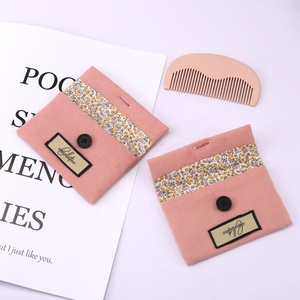 Custom Logo <b>Printed</b> Small <b>Canvas</b> Envelope Pouch for Comb Cosmetic Makeup High Quality Cotton Gift Jewelry Envelope Bag - Product Image 1