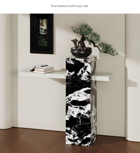 Medieval-style Slate-finish Stone Cave-entrance Entryway Table Wall-leaning Floating Multifunctional Wood-based <b>Console</b> - Product Image 6