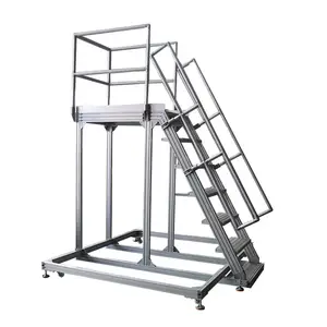 Factory Manufacture Aluminium Step Ladder With Safety Handrails Storage Mobile Working Step Platform Ladder