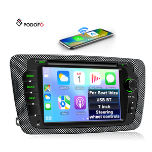 Lecteur MP5 Android <span class=keywords><strong>2</strong></span> <span class=keywords><strong>Din</strong></span> 7 pouces Podofo pour Seat Ibiza 2009-2013 <span class=keywords><strong>Autoradio</strong></span> CarPlay et Android Auto sans fil GPS USB WIFI Stéréo de voiture - Product Image 1