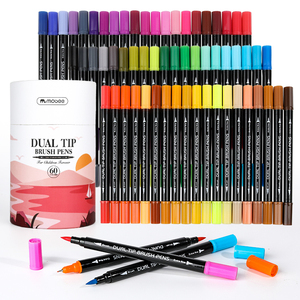 Bolígrafos de pincel de Punta doble de <span class=keywords><strong>60</strong></span> colores promocionales, rotuladores de pluma de acuarela de dibujo, bolígrafo de pincel de acuarela de fábrica personalizado para pintar - Product Image 3
