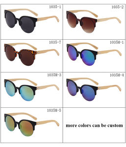 2025 bambou temples UV400 lentille lunettes de soleil mode logo personnalisé rétro concepteur lunettes de soleil demi-jante bambou lunettes de soleil - Product Image 1