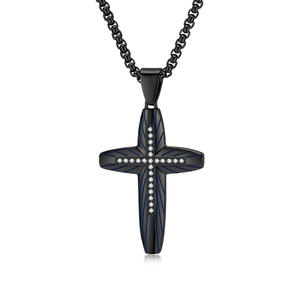 Hip Hop Curved Surface Zircon Religious <b>Cross</b> Anti Non Tarnish WaterProof Stainless Steel Fashion Jewelry <b>Pendant</b> <b>Necklaces</b> Men - Product Image 5