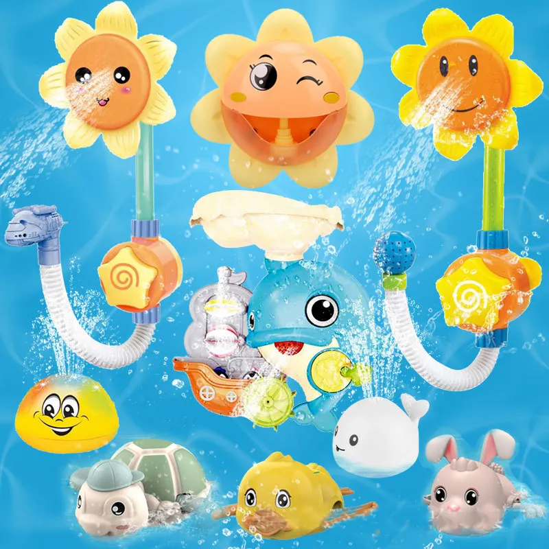 어린이 해바라기 샤워 목욕 장난감 태양 꽃 거품 기계 욕실 장난감 물 스프레이 아이 목욕 장난감