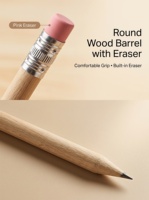 Crayon de golf HB en bois naturel avec gomme, corps rond, bois brut, non toxique, mini-crayon portable, vente en gros, logo personnalisé, OEM