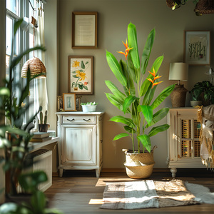 Pájaro <span class=keywords><strong>del</strong></span> paraíso artificial toque real <span class=keywords><strong>palmera</strong></span> hojas árboles Planta flores de seda para interior exterior hogar jardín decoración Hotel Decoración - Product Image 2