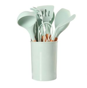 Ensemble d'ustensiles de cuisine en bois et silicone sans BPA, non toxiques, 11 pièces, avec logo personnalisé - Product Image 2