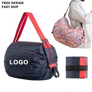 Sac de courses pliable personnalisé avec logo, sac de courses réutilisable pliable, sac de voyage en polyester imperméable, sac de voyage en toile - Product Image 1