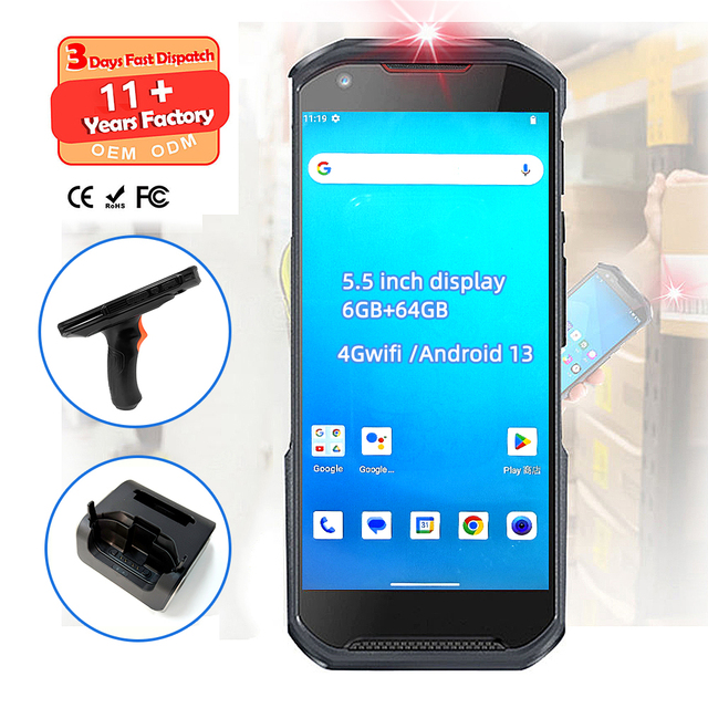 High Quality 5.5-Inch IPS Rugged Industrial PDA Android 13 4G NFC Smart Terminal 2D Barcode Scanner WIFI Warehouse Logistics