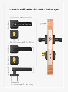 Maniglia per porta quadrata contemporanea con serratura e chiusura a chiave con leva per sbloccare a distanza <span class=keywords><strong>password</strong></span> per impronte digitali 5-in-1Lock - Product Image 4