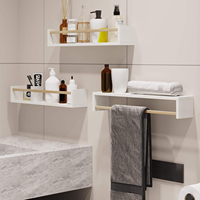 Ensemble de 3 étagères flottantes avec éclairage LED blanc, étagère murale pour plantes, rangement en bois rustique pour la chambre à coucher, le salon, la salle de bain, décoration