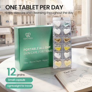 Kit de Soins de la Peau Portable en Forme de Cœur Clover Rena Travel, Ensemble de Capsules Anti-Âge et Blanchissantes Jour & Nuit, 7 pièces, Vitamine C et <span class=keywords><strong>E</strong></span> pour le Visage - Product Image 1