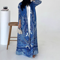 Robe d'été pour femmes du Moyen-Orient Abaya arabe grande taille avec veste plissée imprimée Miyake pour vêtements musulmans