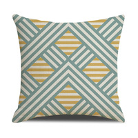 Housse de coussin géométrique personnalisée YINUAN, jaune, bleu sarcelle, lignes modernes imprimées, fermeture éclair, housse de coussin décorative pour canapé