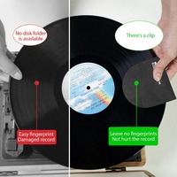 2pcs Record Cleaner Handler Mitt Black Vinyl Record Clip Disc Cleaning Protection Pad Lightweight No Fingerprints No Damage