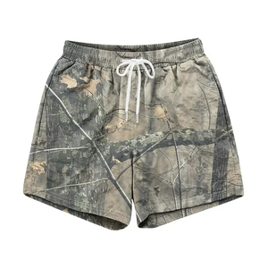 Custom Printed Recycled Fabric Camouflage Sweat Shorts for Men Double Layer Mesh Quick Dry Elastic Waist Casual Mid Waist Style - Product Image 4