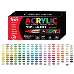 Juego de <span class=keywords><strong>168</strong></span> Rotuladores de Pintura Acrílica a Base de Agua, Borrables, Punta de Pincel Suave, Multisuperficie, para Dibujo Artístico Profesional y Manualidades - Product Image 1