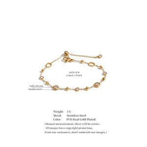 JINYOU 305 Nouveautés Bracelet chaîne à perles en acier inoxydable plaqué or avec zirconiums cubiques ronds pour femme Bijoux - Product Image 6