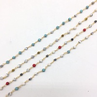 Chaîne de chapelet en fil de cuivre plaqué or avec perles de turquoise, nouvelle arrivée 2026, vente en gros d'usine