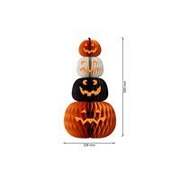 Rainbowbear Lot de 4 décorations en papier nid d'abeille pour Halloween, combinaison créative de citrouilles 3D effrayantes, écologiques, réutilisables, magnétiques, pour fête d'automne