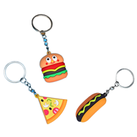 Breloque porte-clés mousqueton en caoutchouc 3D, nouveauté, imitation nourriture (burger, frites), mini jouet de voyage, durable et écologique