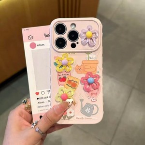 Fashion loving frame bumper 3D flower mobile phone case girls <b>back</b> cover for iPhone 17 pro max 12 11 soft TPU shock shell OEM - Product Image 6