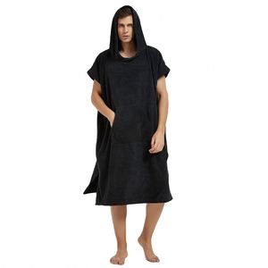 Serviette poncho de plage à capuche pour adulte, 100% coton, imprimé personnalisé, couleur unie, pour le surf - Product Image 2