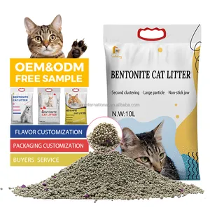 Areia para gatos sem poeira por atacado 10kg 100% natural e forte aglomerando areia bentonita para gatos em forma de bola