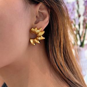 2024ダザン新しいHOT18kゴールドメッキ低刺激性ステンレス鋼ヴィンテージサンサイクロンボーンイヤリングビーチジュエリー - Product Image 3