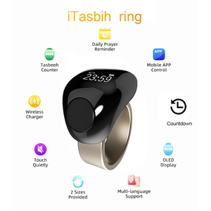 Nouvelle bague intelligente EDS en titane noir avec <span class=keywords><strong>base</strong></span> interchangeable, étanche IP67, compteur BT, comptage par pression du doigt, connectivité APP, cadeaux pour l'Aïd al-Fitr - Product Image 2