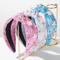Serre-tête noué Sirène Étoile de mer, Cerceaux à cheveux Thème Océan avec Strass et Perles, Accessoires capillaires d'été mignons pour Filles